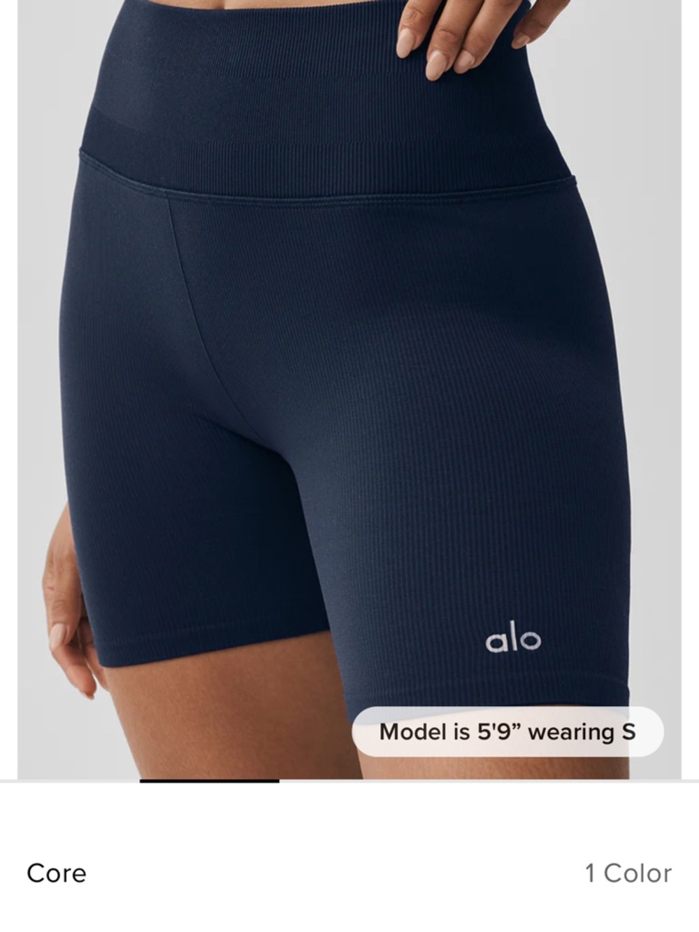 ALO Yoga Black Ribbed High-Waist Bike Shorts